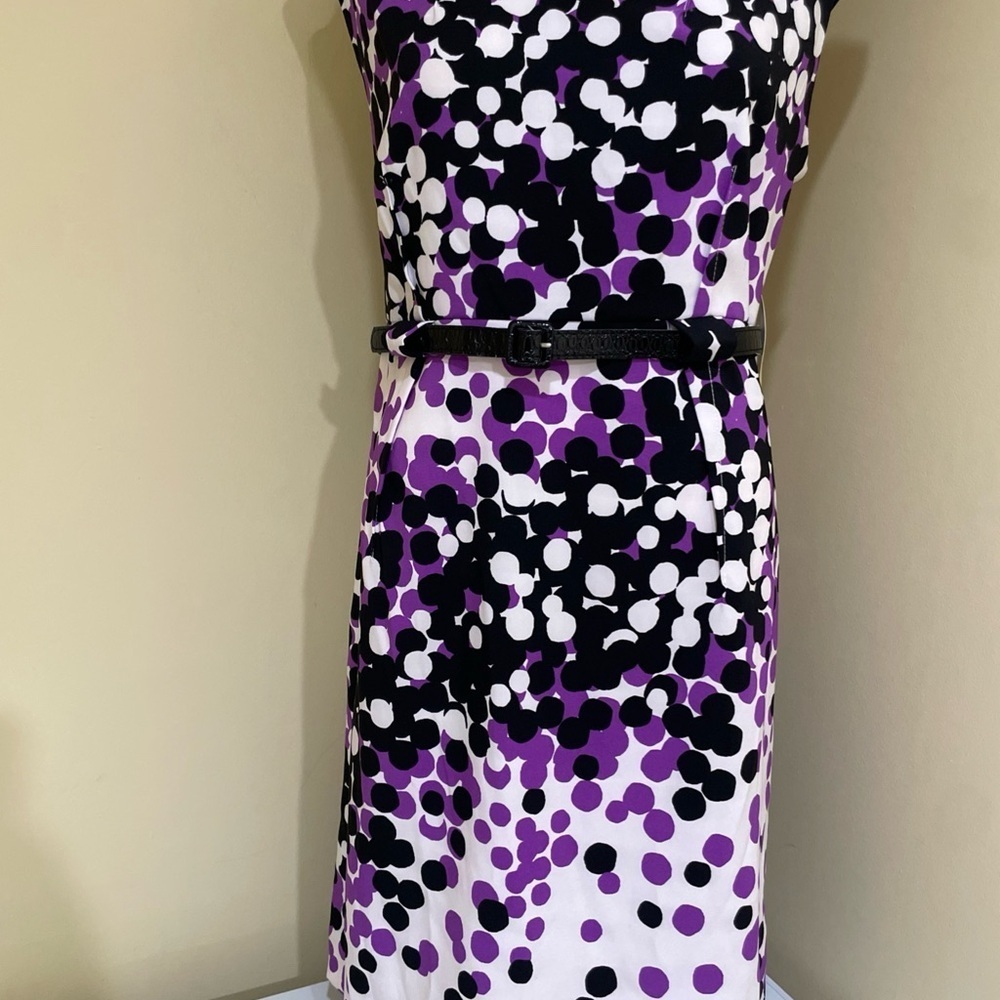Emma & Michele Purple, Black & White Polka Dot Midi Dress - Picture 3 of 4